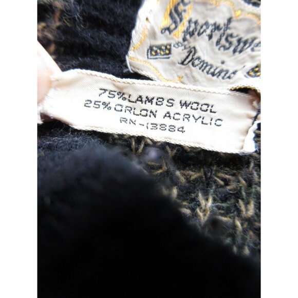 VINTAGE Sweater Large Lambs Wool Orlon Domino Pullover 70s Preppy * - Picture 12 of 13